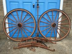 Set of Warner wheels with axle, springs, steps and all metal fittings.