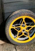 Pair of magnesium Exercise Cart wheels with good tyres