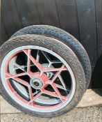 Pair of magnesium Exercise Cart wheels with good tyres