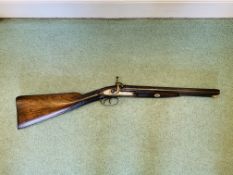 19th century double-barrelled hammer action coaching shotgun by G E Lewis
