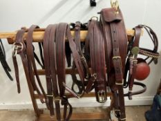 Set of brown leather/brass breastcollar harness to fit 14 to 15.2hh.