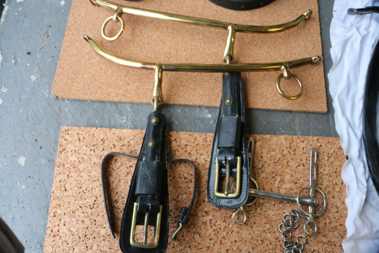 Set of English patent leather harness with 20ins x 9ins collar used on a Welsh Cob. - Image 2 of 12