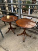 Two mahogany side tables