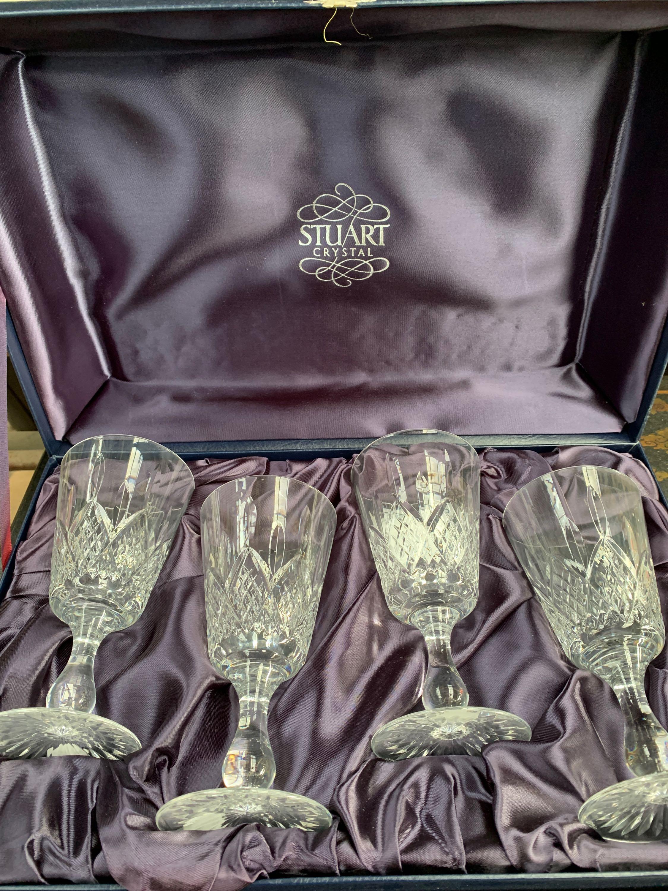 A canteen of silver plate cutlery, together with four Stuart crystal glasses - Image 4 of 5