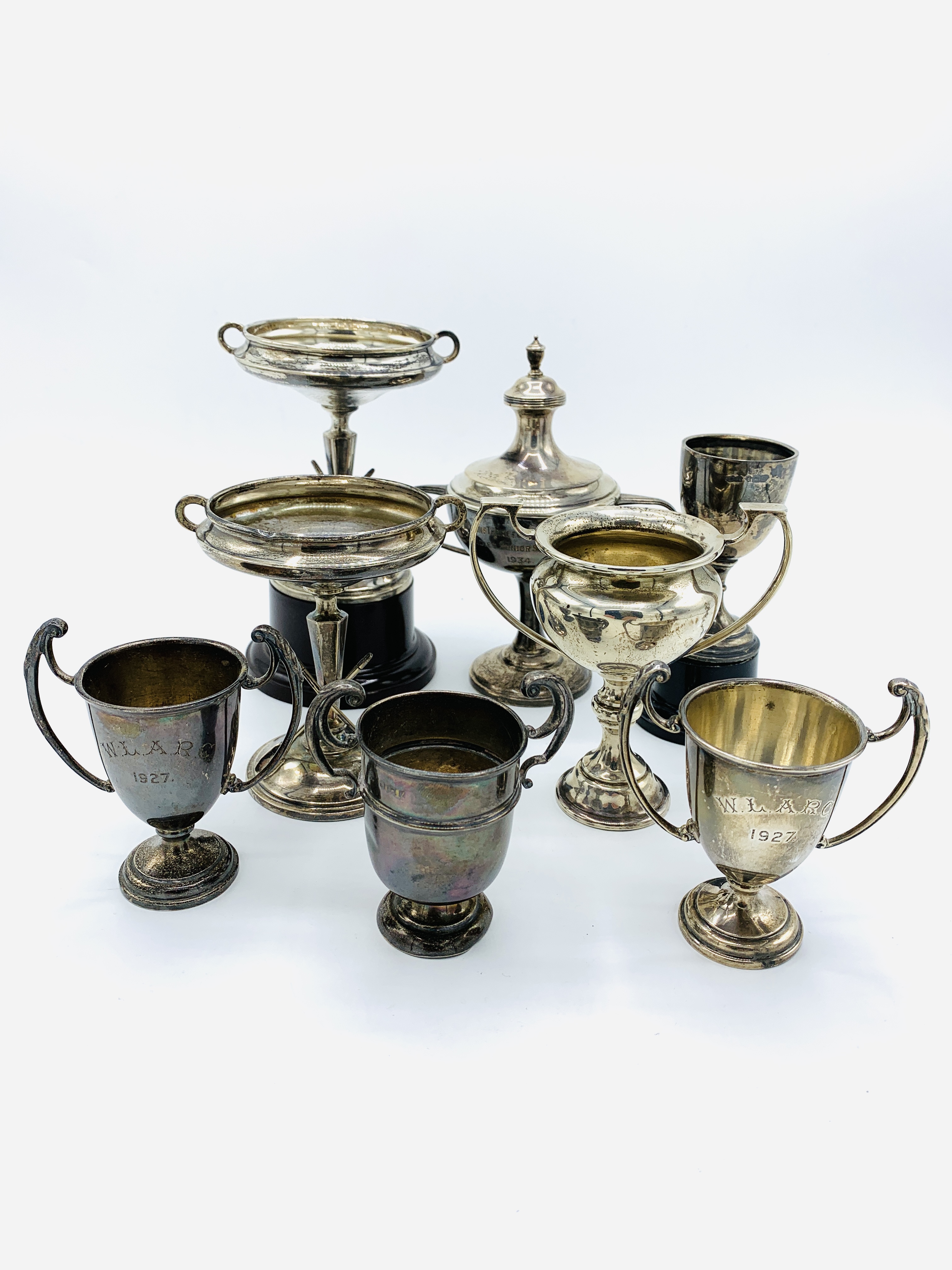 Eight various hallmarked silver rowing cups