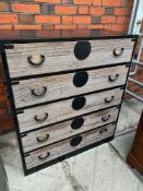 Campaign style contemporary chest of drawers