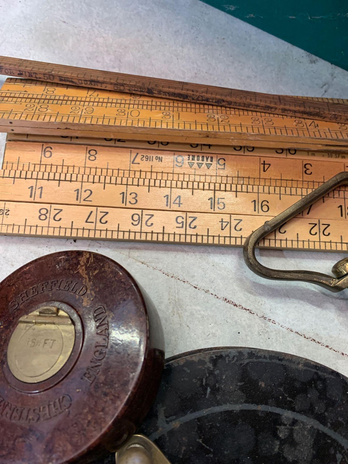 Six leather cased tape measures and four boxwood rules - Image 4 of 5