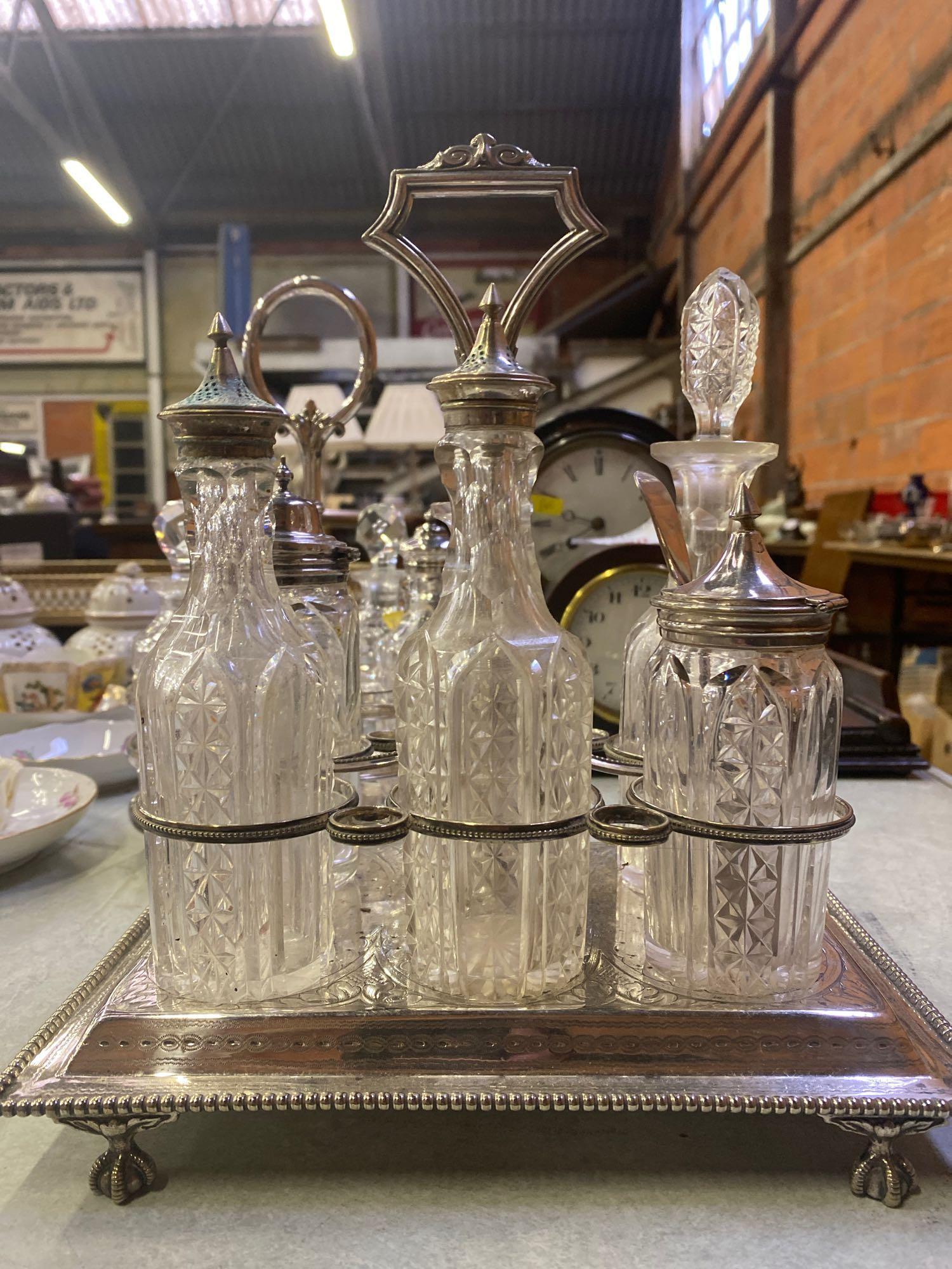 Three silverplate cruets and a silverplate egg stand - Image 6 of 6