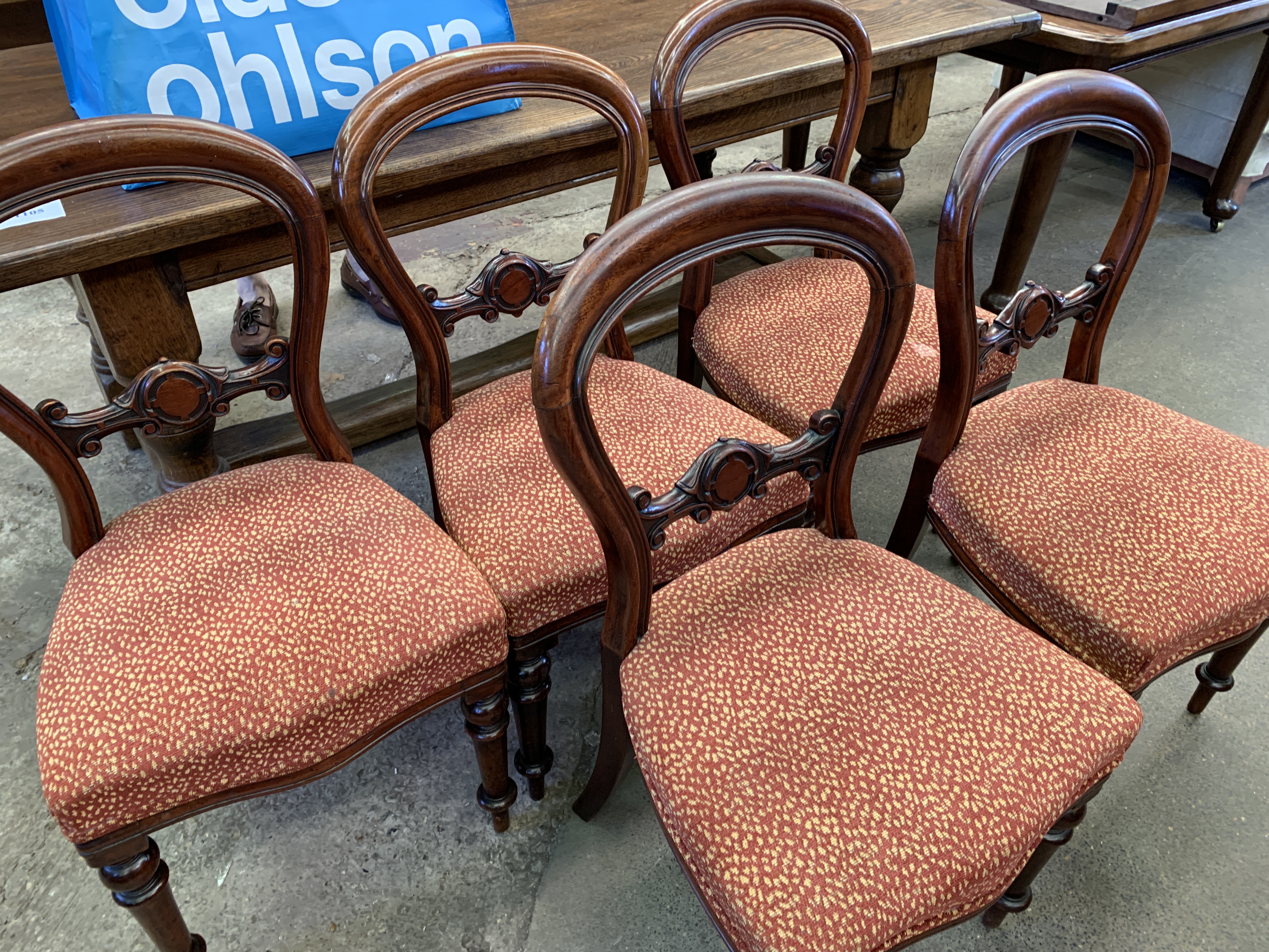 Set of six mahogany framed balloon back chairs - Image 2 of 6