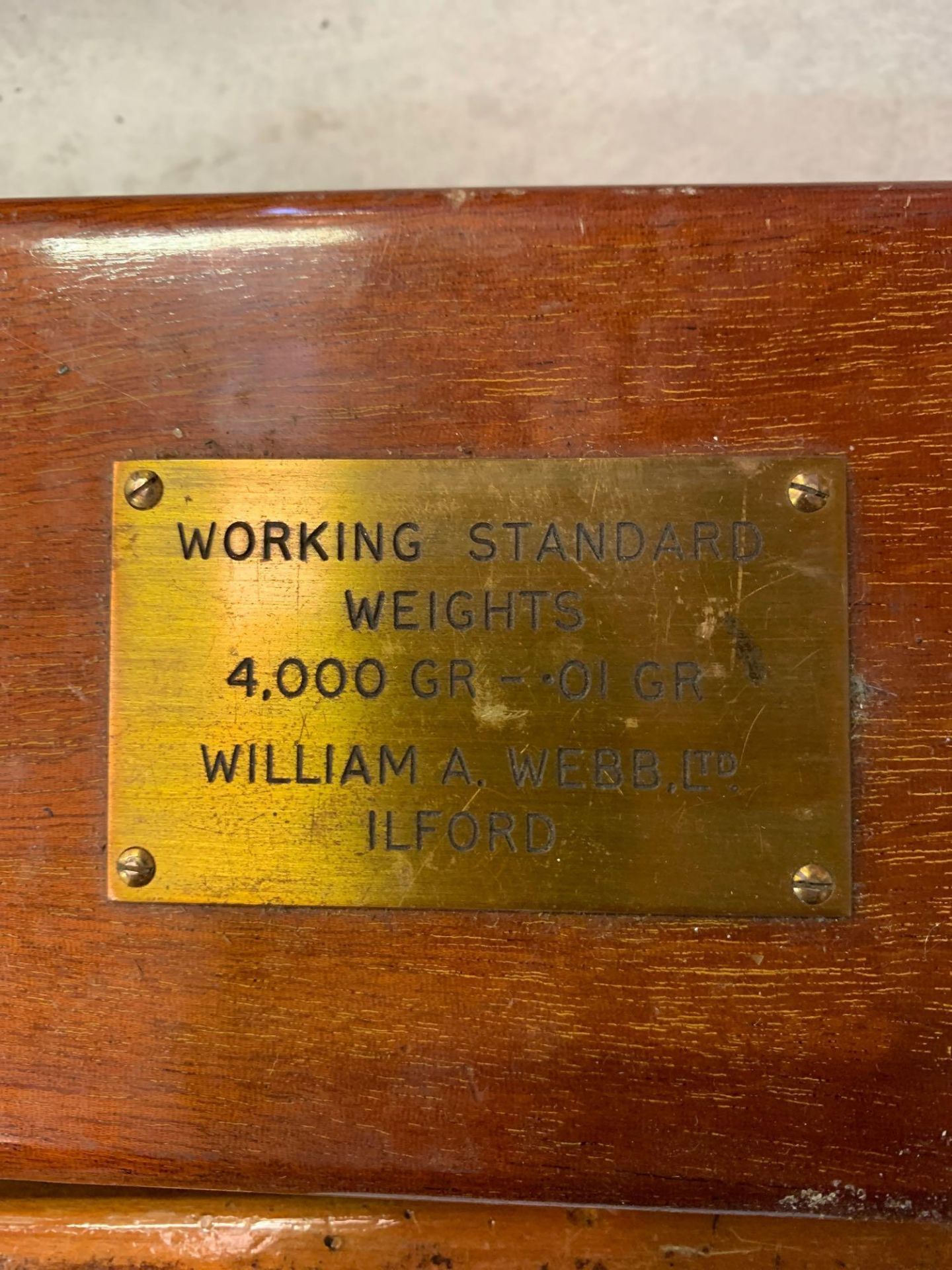 Box of brass standard weights by William Webb - Image 4 of 4