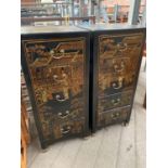 Two Oriental style chests of drawers