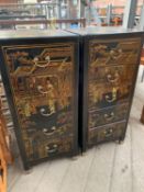 Two Oriental style chests of drawers