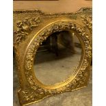 Oval mirror in gilt frame