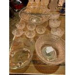 Cut glass fruit bowl and other cut glass items