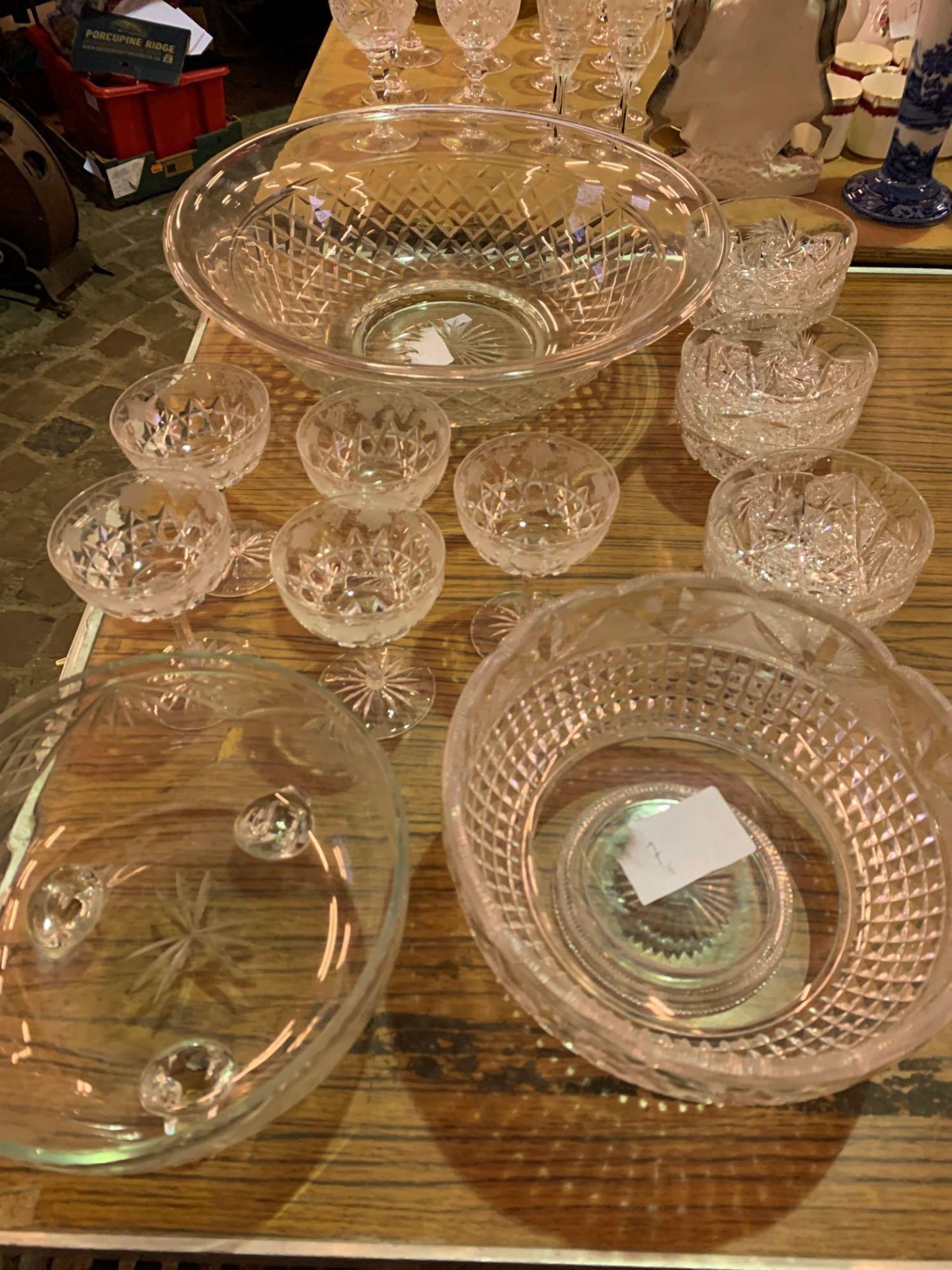 Cut glass fruit bowl and other cut glass items