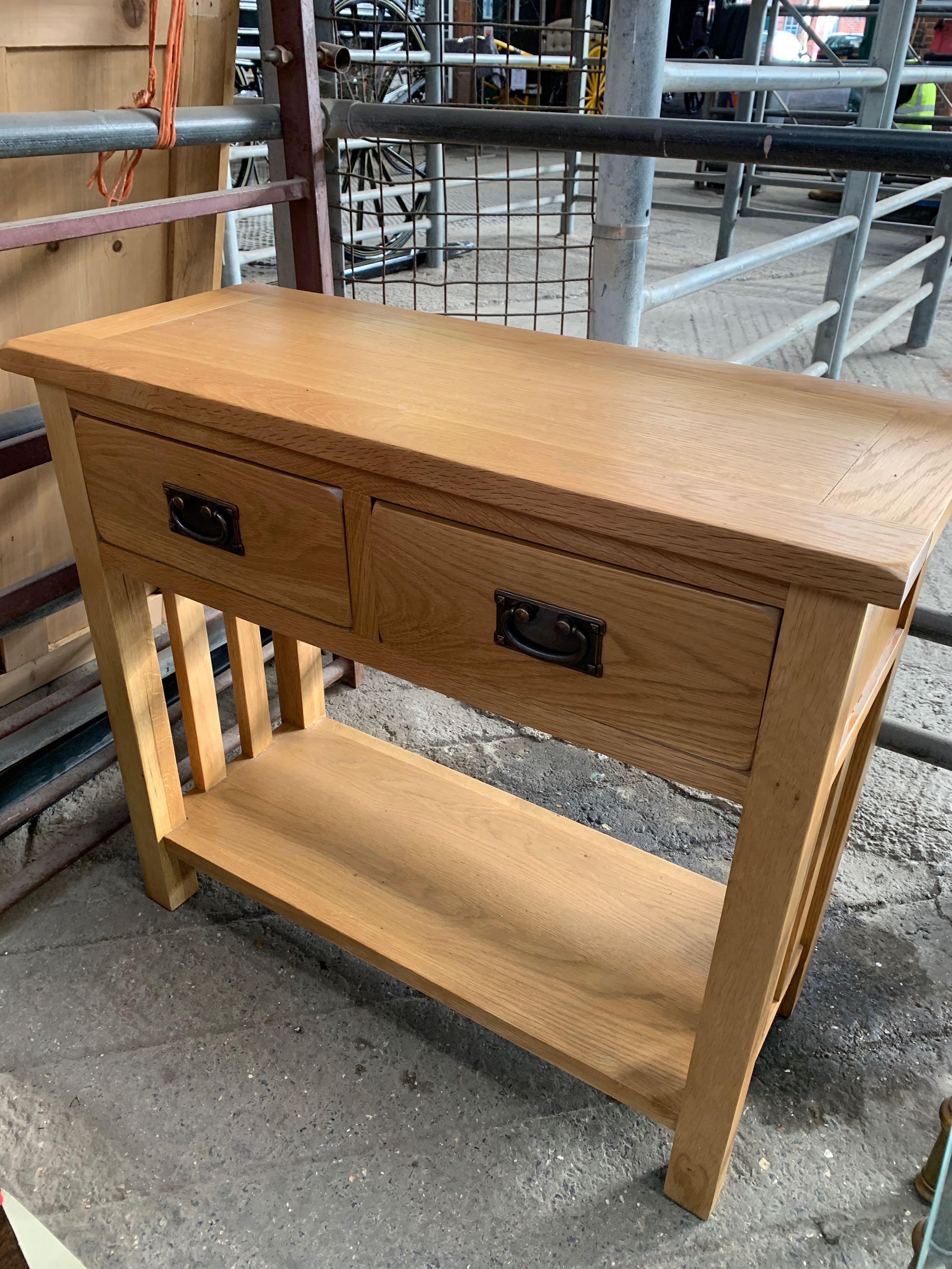 Oak veneer console table