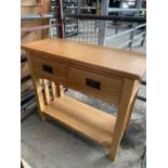 Oak veneer console table