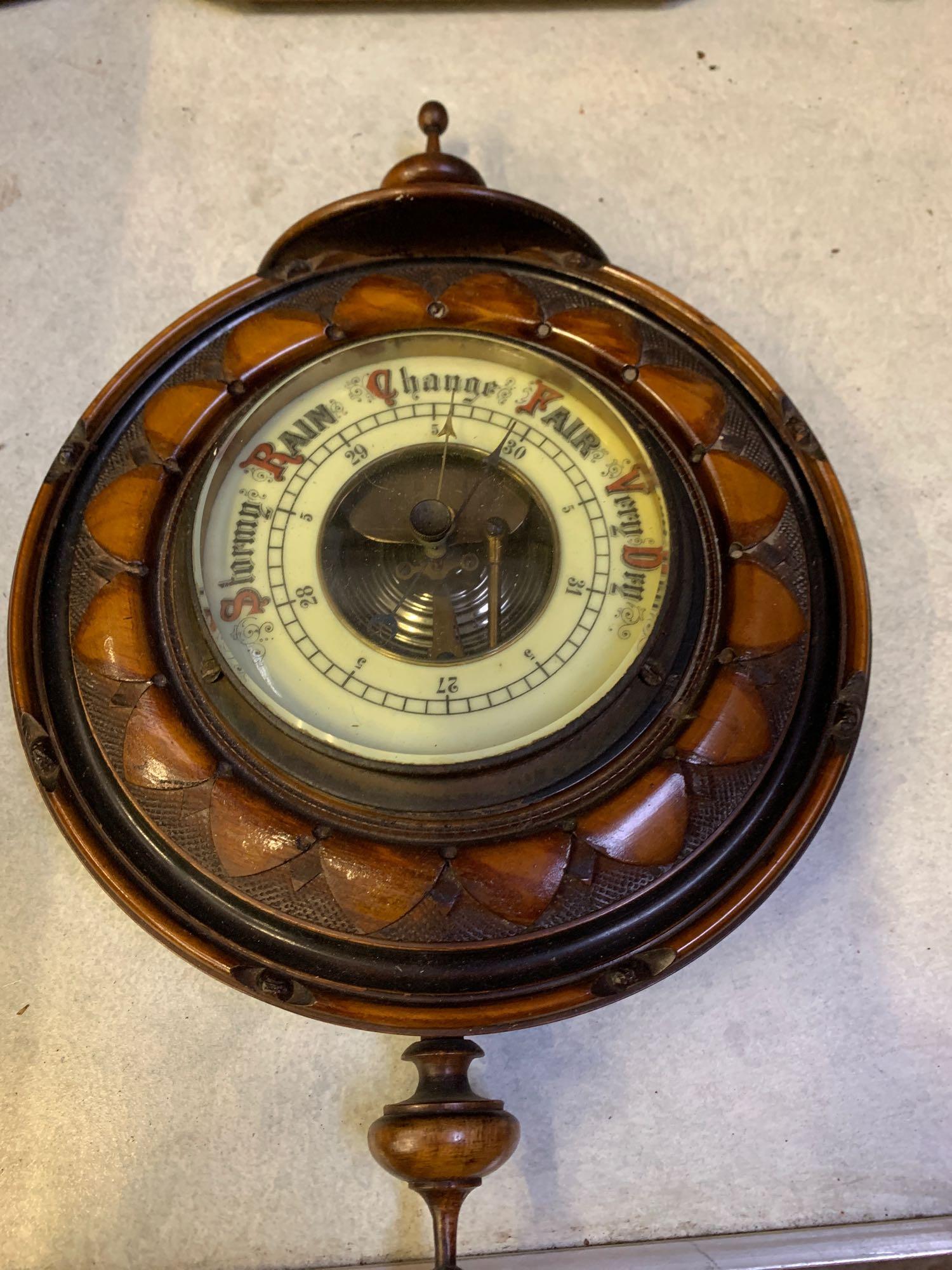 Three mantel clocks and a barometer - Image 2 of 5