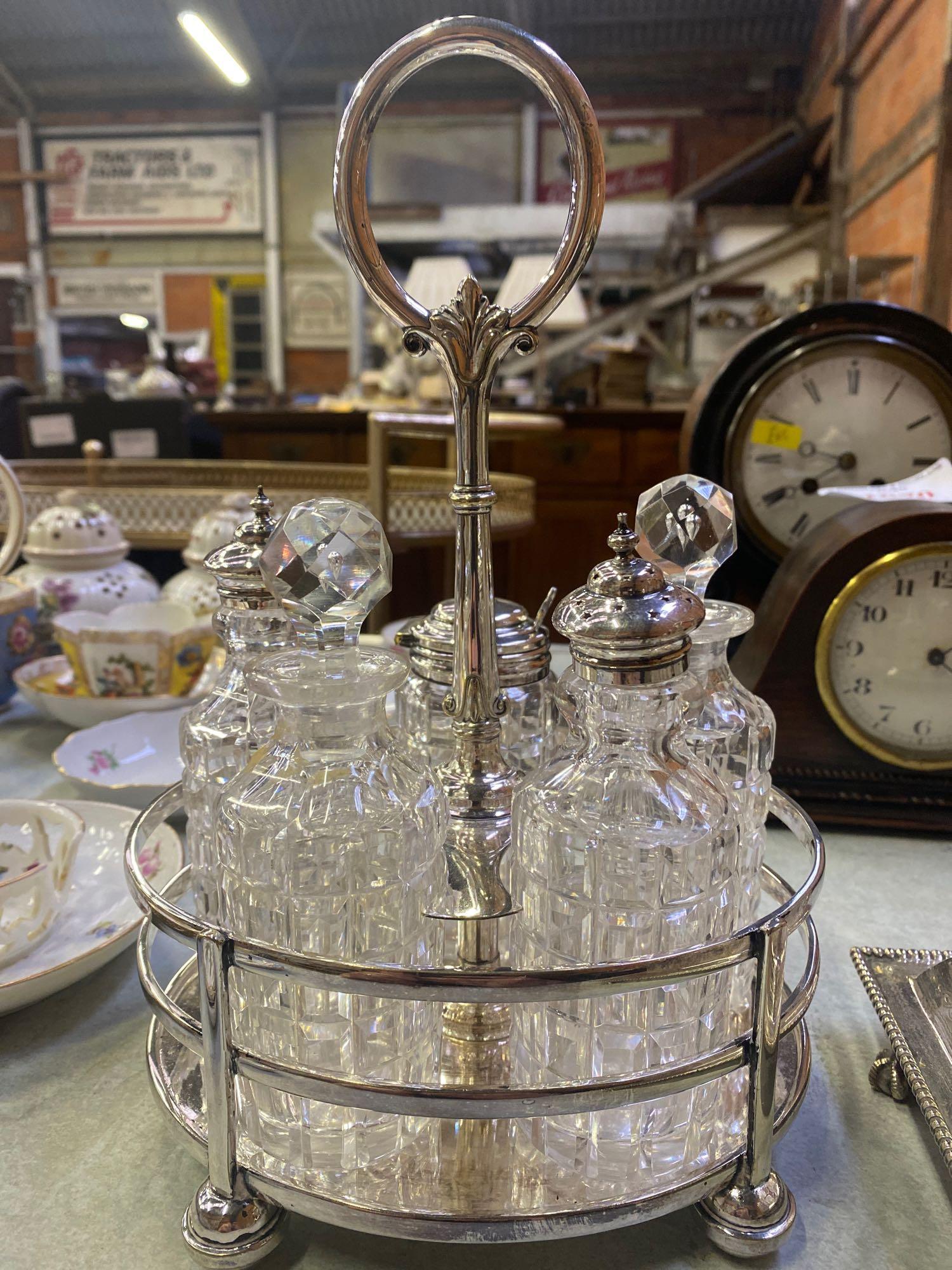 Three silverplate cruets and a silverplate egg stand - Image 3 of 6