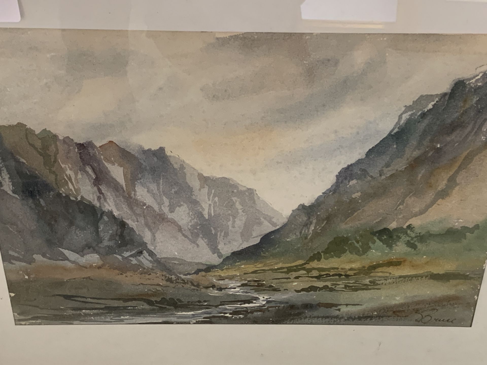 A framed and glazed watercolour together with two prints - Image 4 of 4