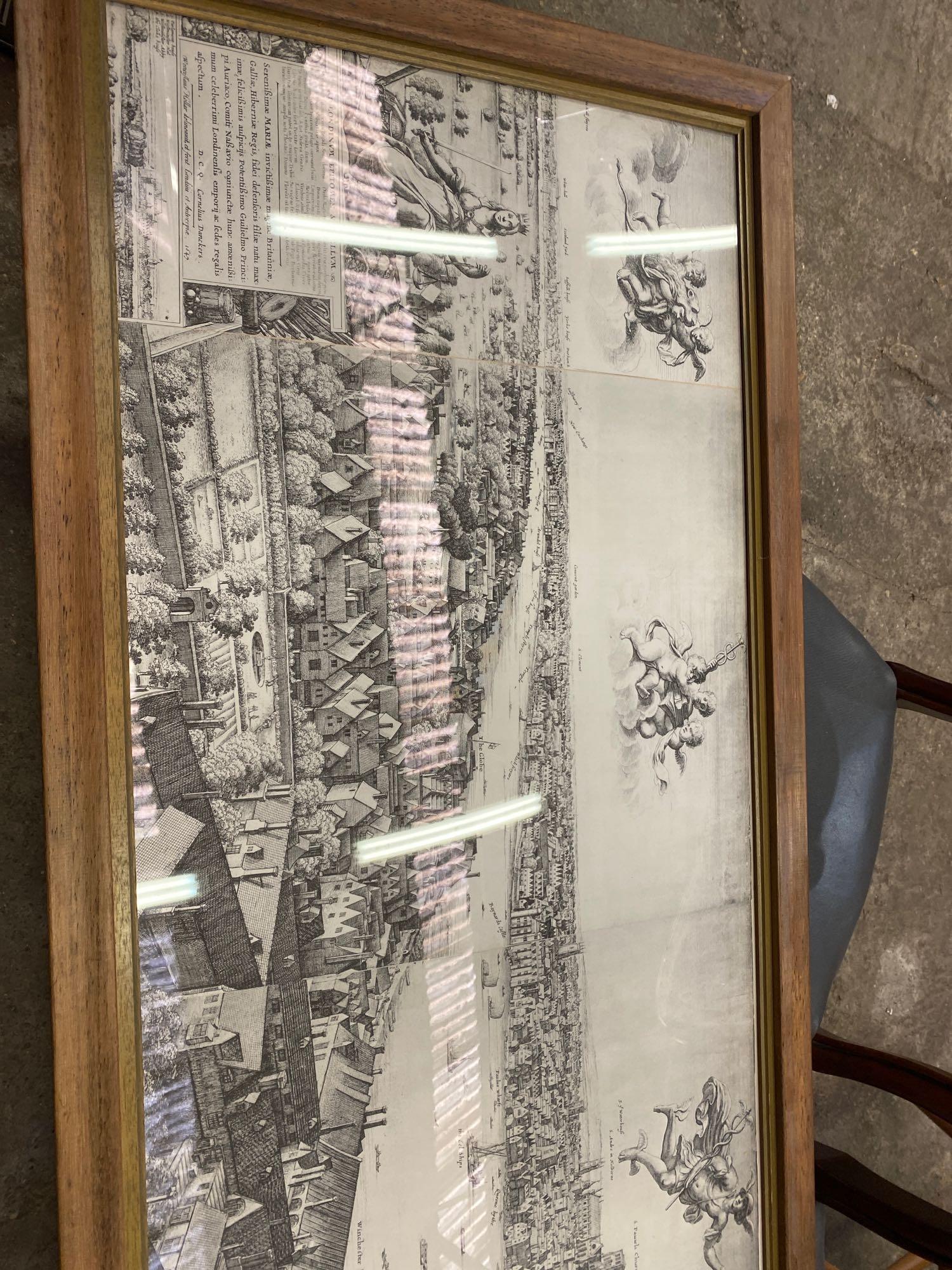 Framed and glazed lithograph of London - Image 2 of 5