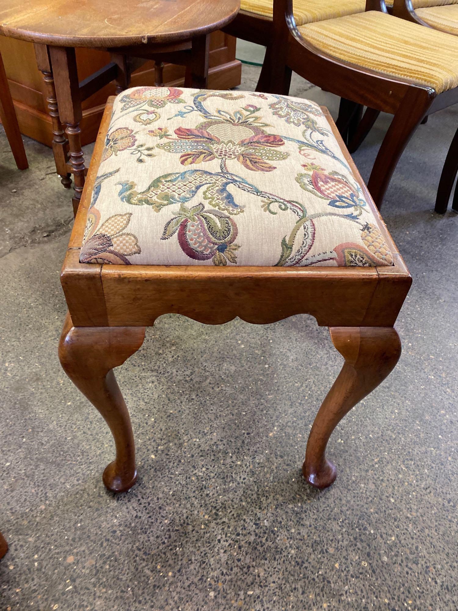 Mahogany upholstered stool - Image 2 of 3