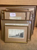 Twelve framed and glazed prints of 18th century London landmarks