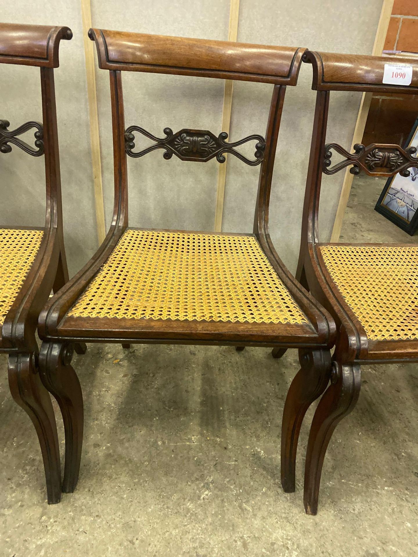 Three mahogany cane seat dining chairs - Bild 2 aus 4