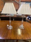 Pair of glass effect columned table lamps