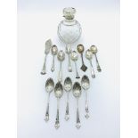 A quantity of silver teaspoons and other items