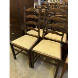 Four 1950's Ercol ladder back dining chairs