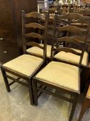 Four 1950's Ercol ladder back dining chairs