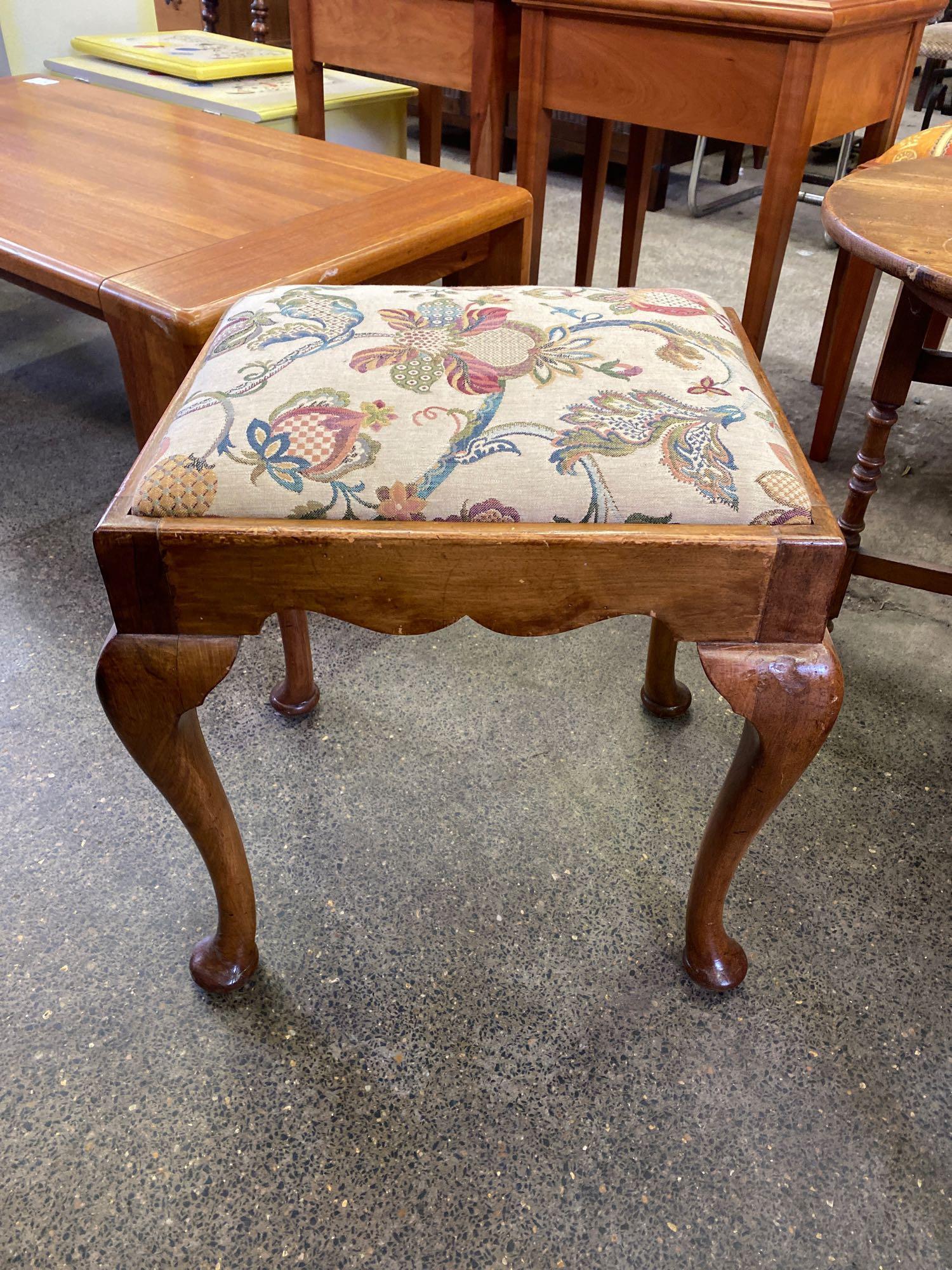 Mahogany upholstered stool