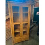 Light oak display cabinet