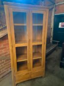 Light oak display cabinet