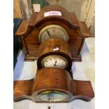 Three mantel clocks and a barometer