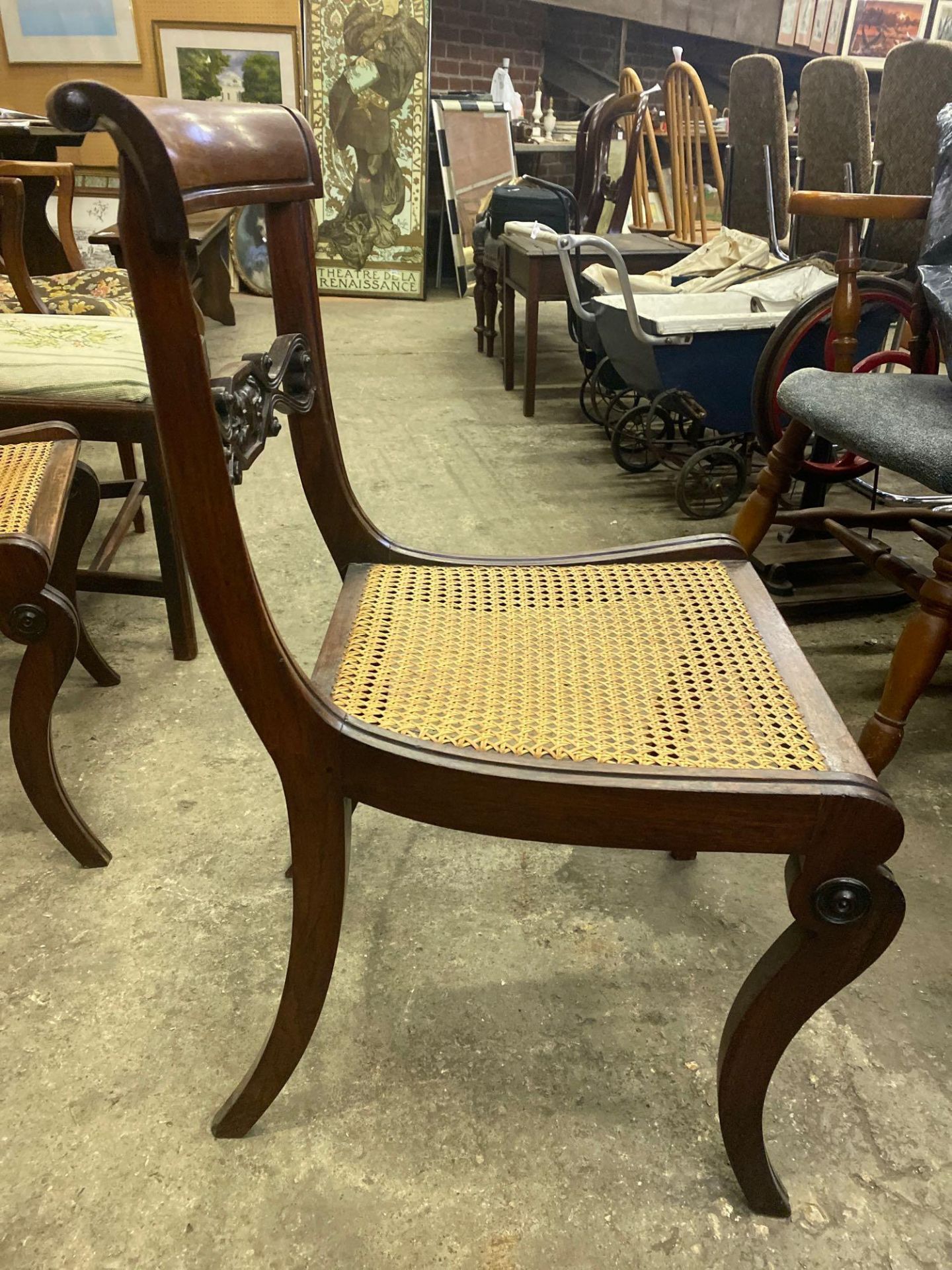 Three mahogany cane seat dining chairs - Bild 4 aus 4