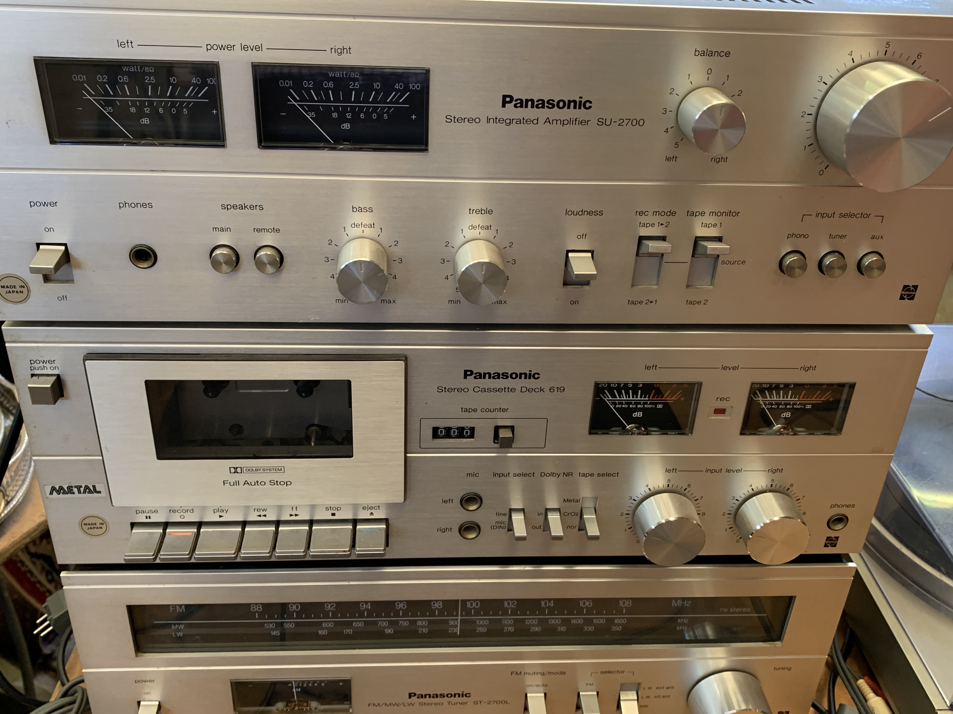 Panasonic amplifier, cassette deck, tuner, and turntable - Image 3 of 5