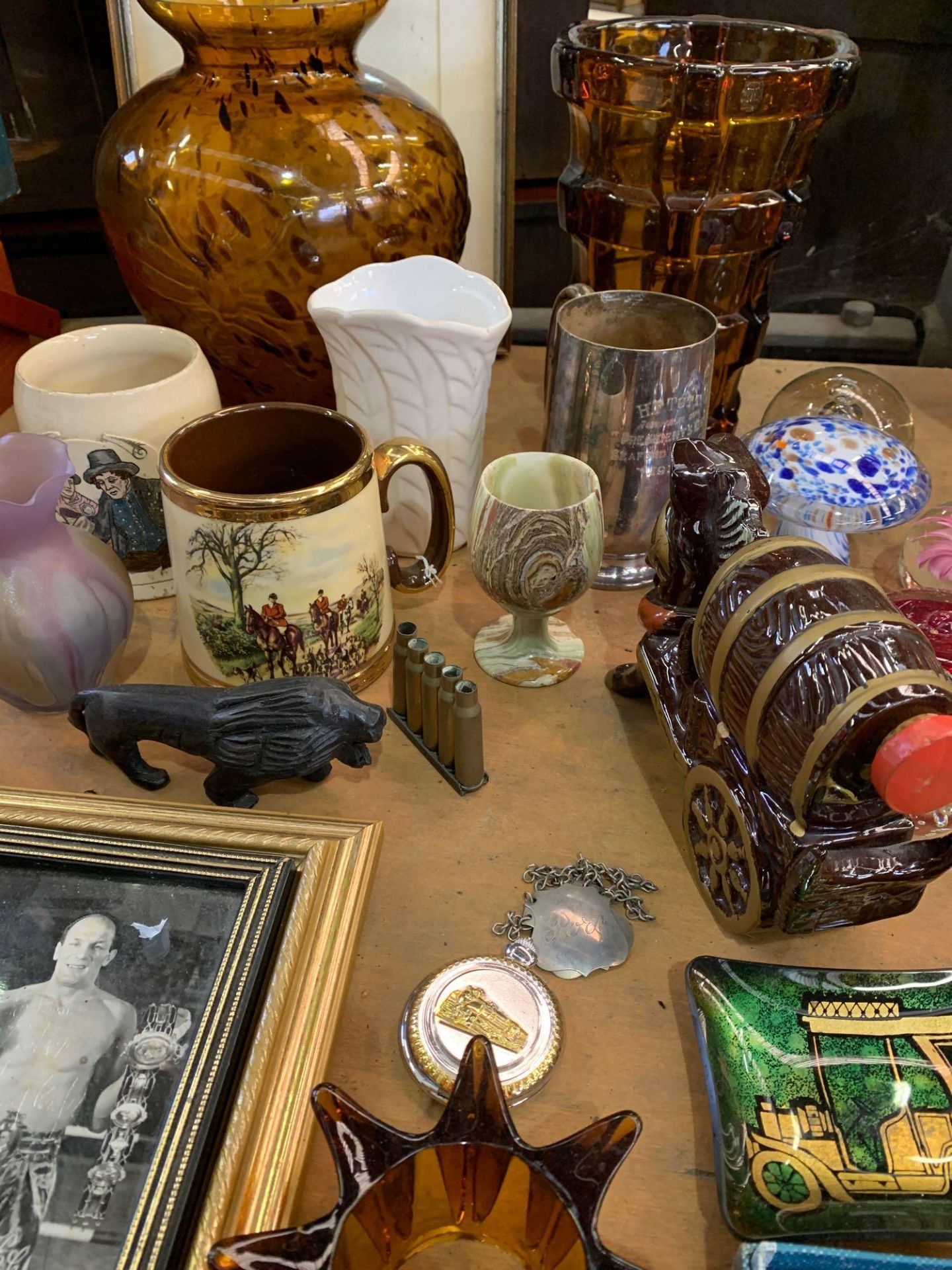 Two amber coloured glass vases together with a quantity of miscellanea - Image 3 of 5