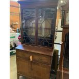 Victorian glass fronted bookcase and secretaire
