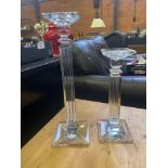 Two Shannon crystal glass candlesticks