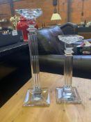 Two Shannon crystal glass candlesticks