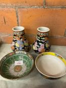 A pair of Imari vases and other Imari