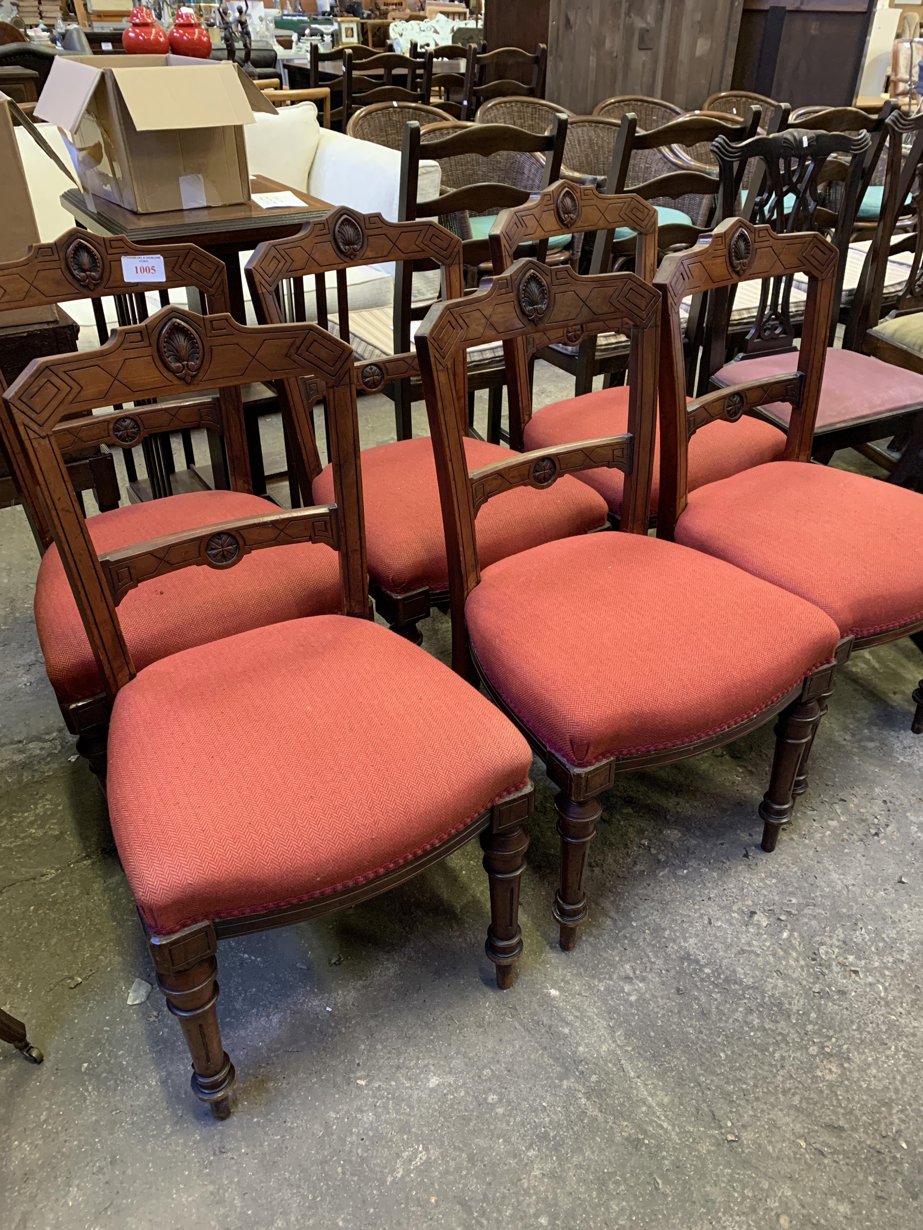 Group of six mahogany framed dining chairs - Image 3 of 12