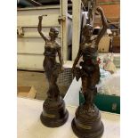 Pair of French-style metal Art Nouveau figurines