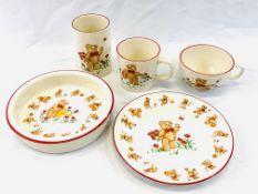 Five pieces of Mason's 'teddy bears' china, together with other nursery china.