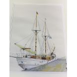 Five watercolours featuring boats or shipping by George King. - Image 4 of 5