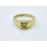 18ct gold and flush set diamond solitaire ring