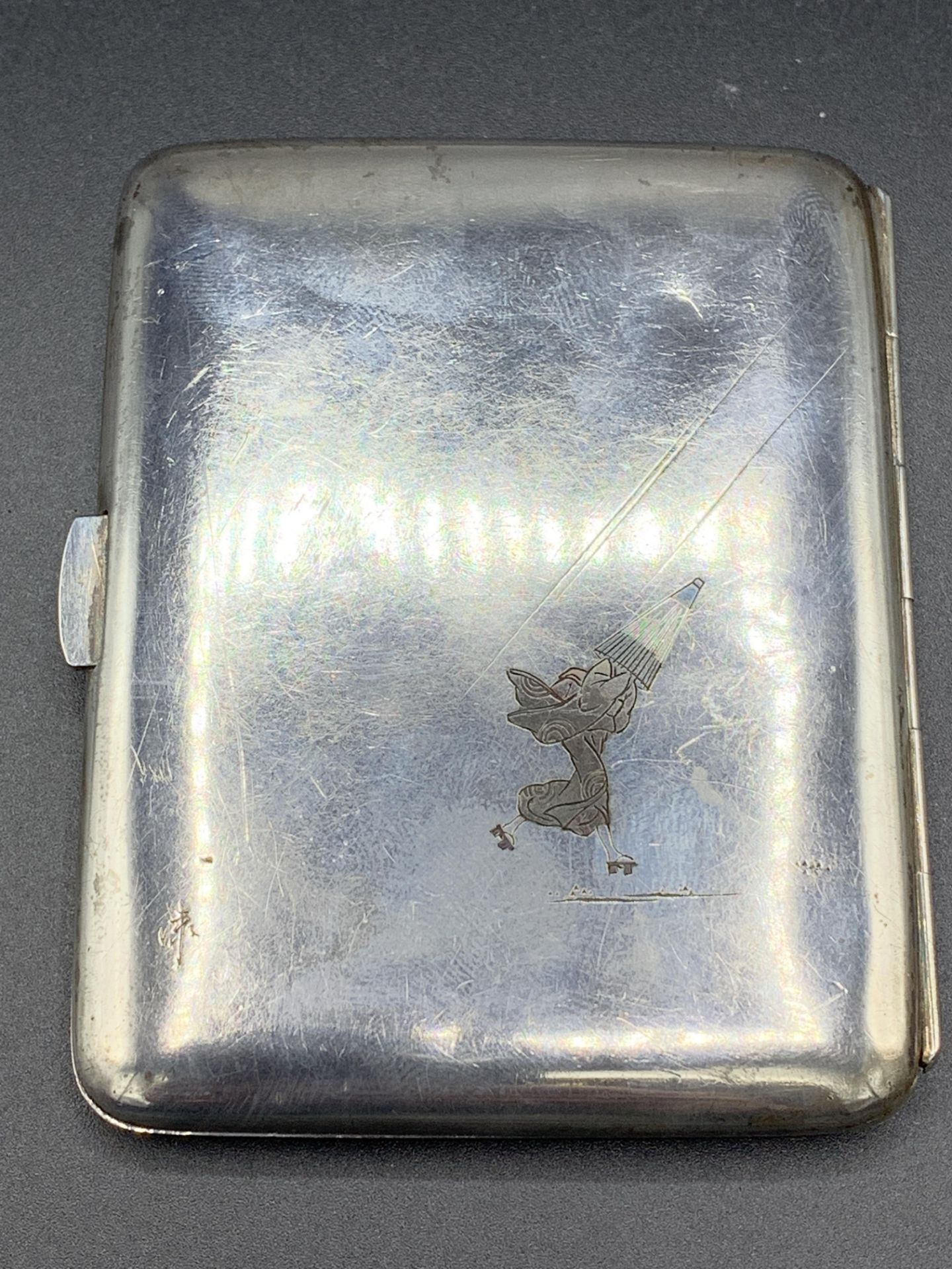 A Japanese Okubo 950 silver small cigarette/card case - Image 2 of 5