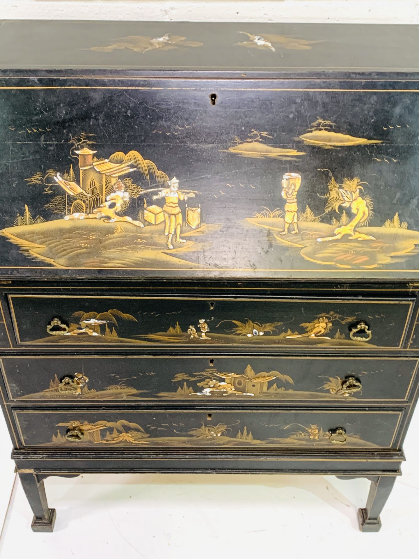 Ebonised bureau - Image 3 of 10